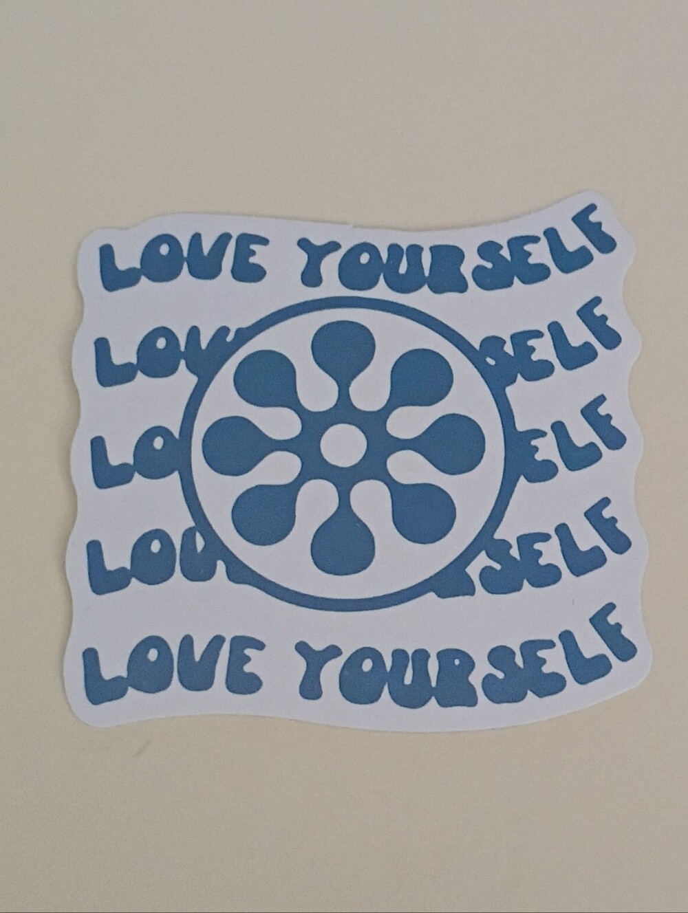 10/$10 Stickers Decals - Love Yourself - Blue & White Repeated Text